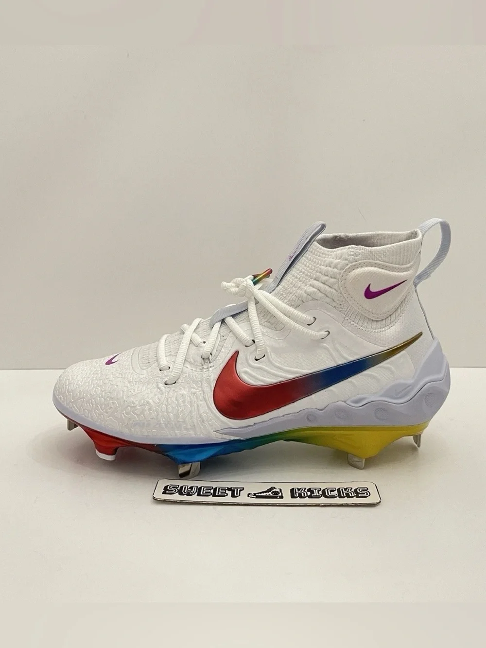 Nike Alpha Huarache NXT White Rainbow Baseball Cleats